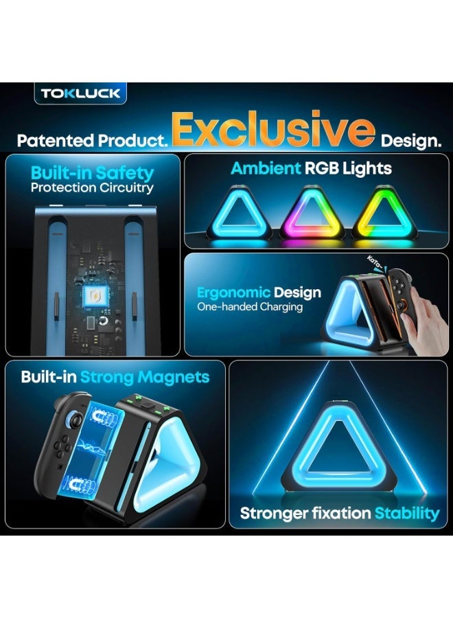 Charging Dock for 2025 Nintendo Joy-Con 2, Fast Charger SW2 Joy-Con Magnetic Charging Station with 7 Light Modes, Enhanced Controller Charger Dock for Nintendo Switch 2 Joy-con Accessories - Image 5